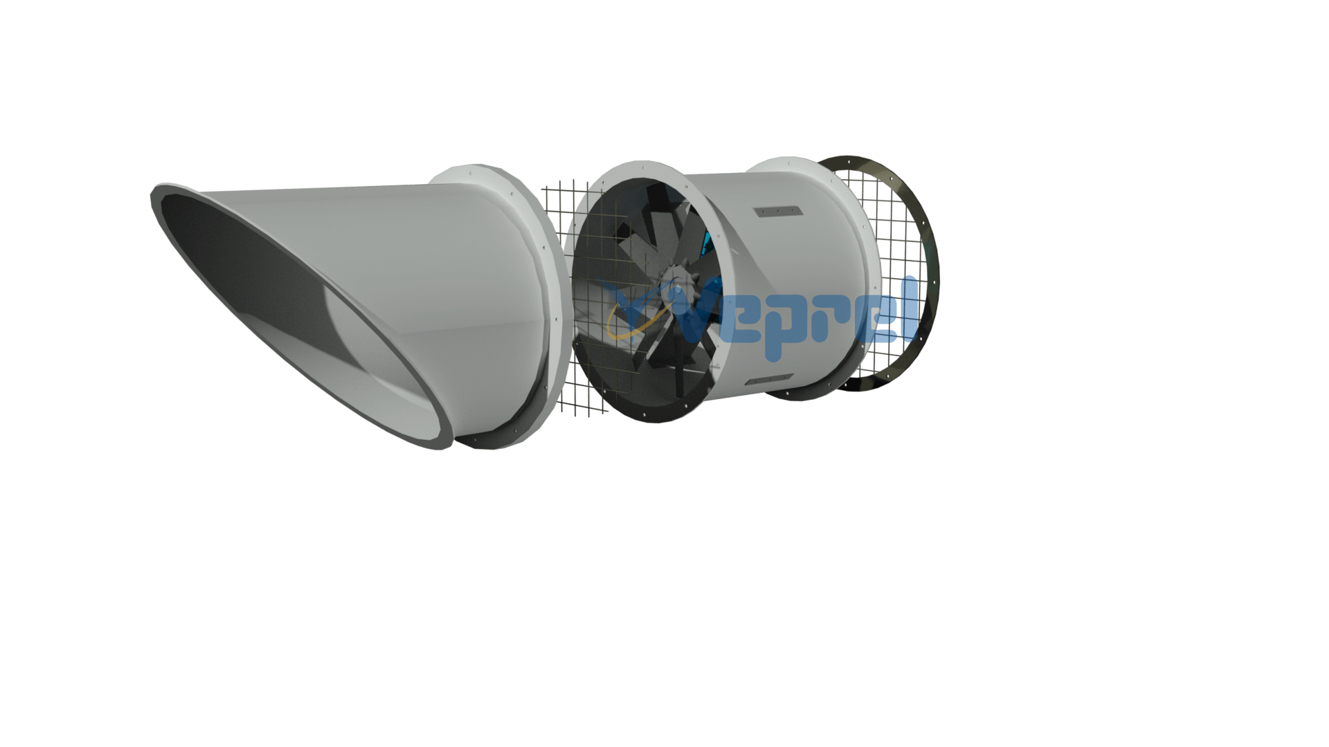 Exaustor lateral Veprel para ventilação eficiente e remoção de calor em ambientes industriais