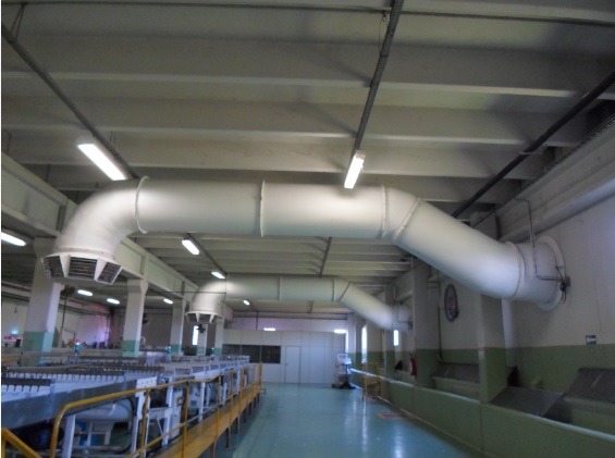 Sistema de ventilação lateral Veprel para melhor circulação de ar em indústrias